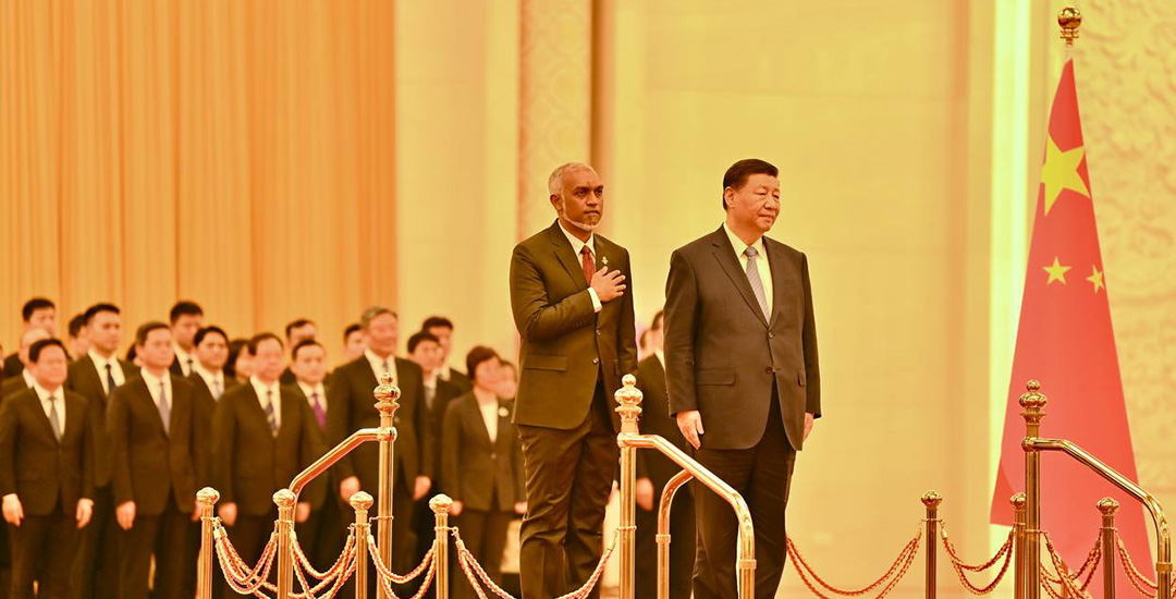 The President and First Lady of China officially welcome President Dr Muizzu and First Lady Sajidha Mohamed