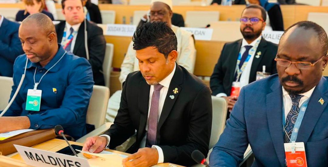 The Vice President makes pledges from the Maldives at the Pledging Tree session of the high-level event "Human Rights 75"